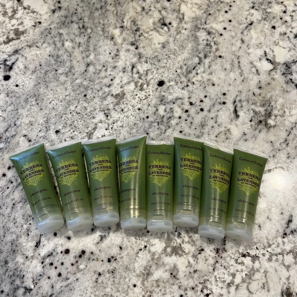 Crabtree and Evelyn verbena and lavender Shampoo Set Of 8 Bottles .8 Oz Each